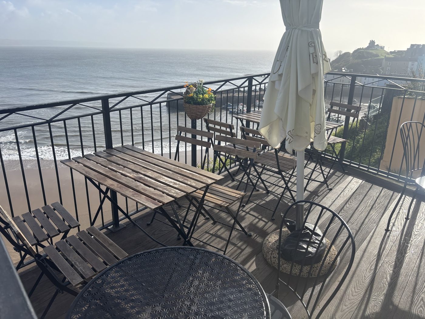 Terrace tables looking out to sea